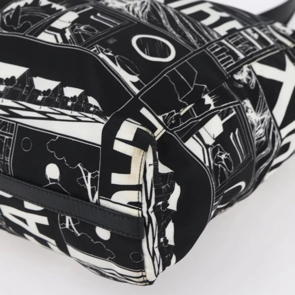 PRADA Tote Bag Nylon White Black Silver Auth - Picture 12 of 16